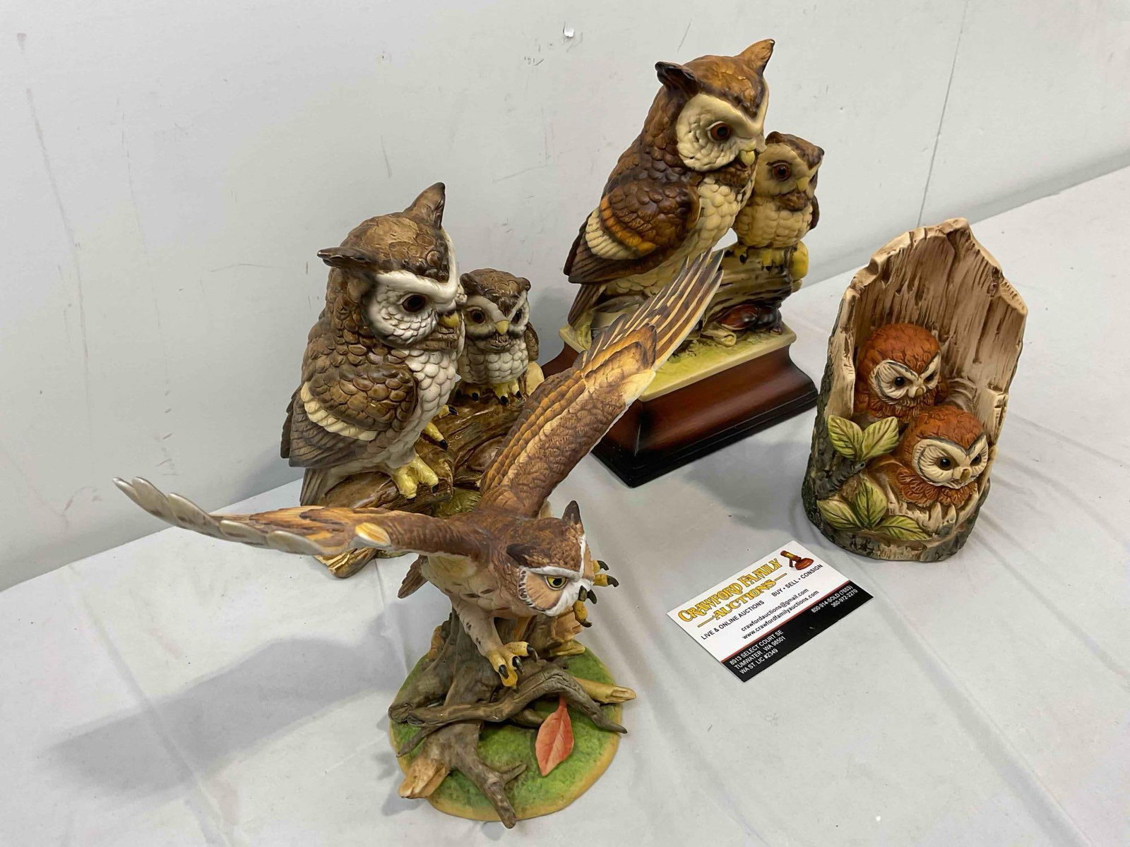 4 pcs Vintage Ceramic Owl Figurines, incl. Lefton & UTC Japan. Good Condition. See pics. - 4