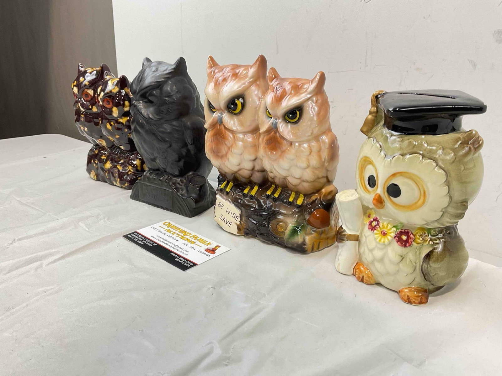 4 pcs Vintage Ceramic Owl Figural Coin Banks. Good Condition. See pics. - 2
