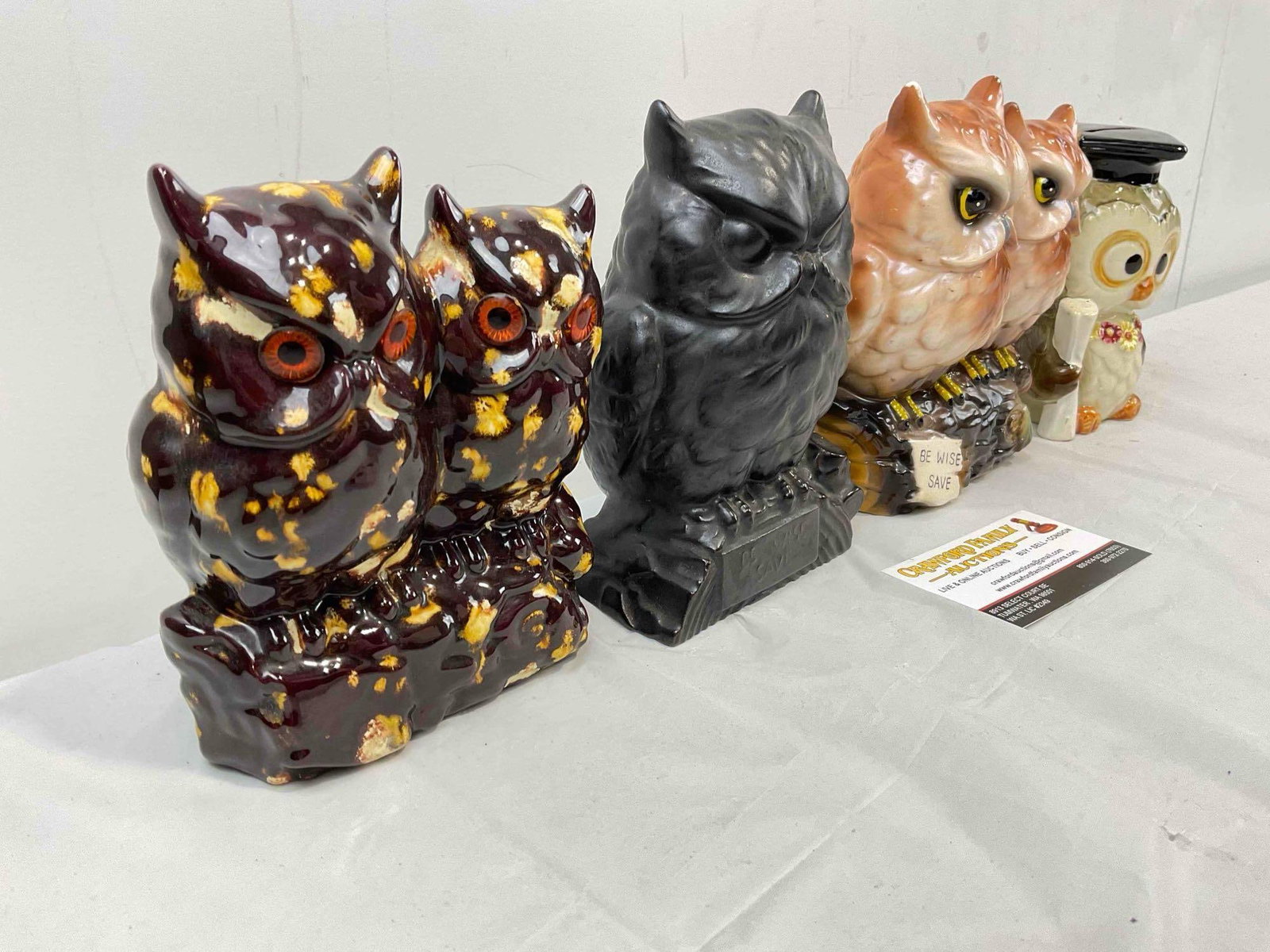 4 pcs Vintage Ceramic Owl Figural Coin Banks. Good Condition. See pics. - 3