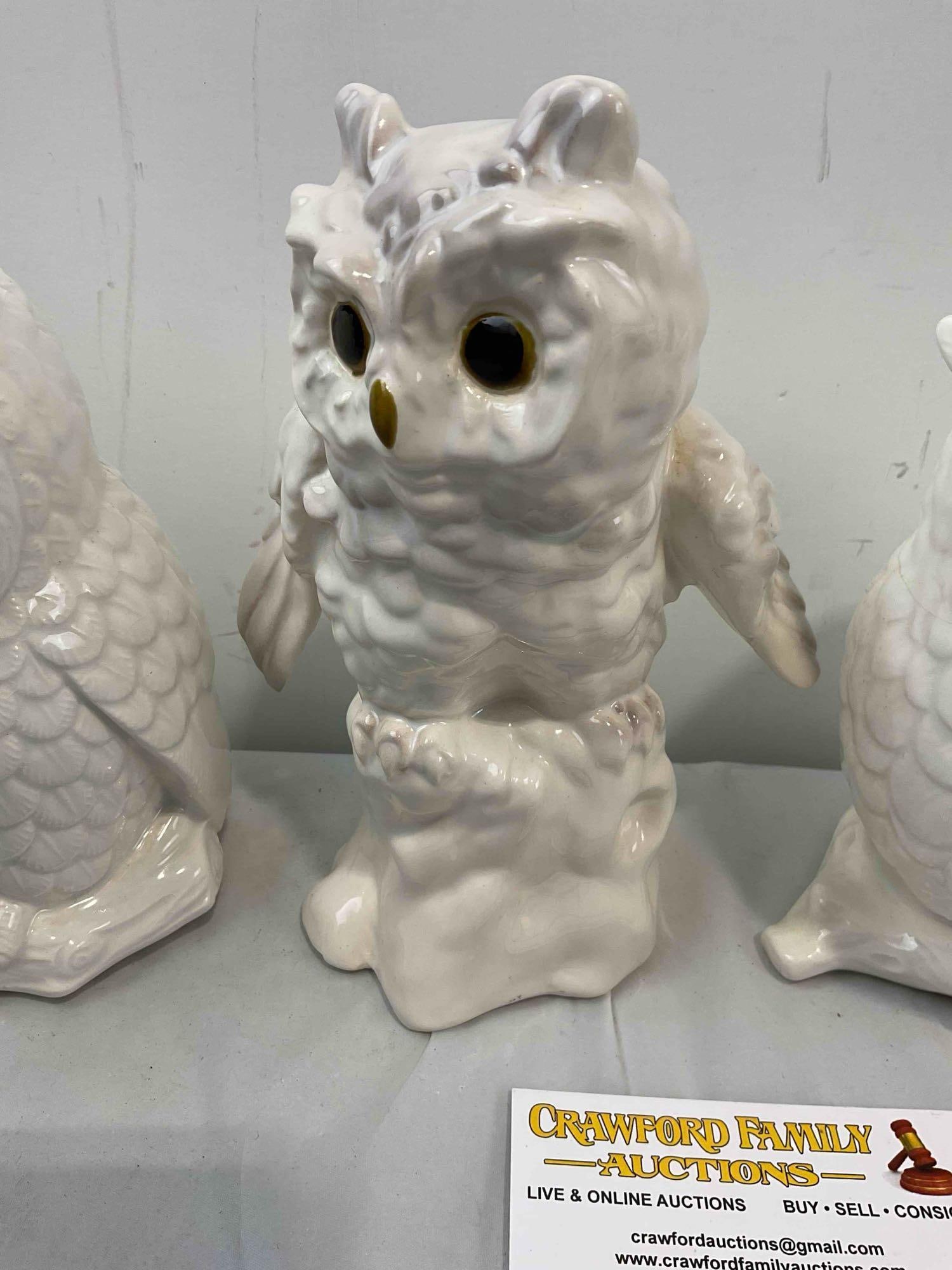 5 pcs Vintage White Ceramic Owl Figurines, incl. Napcoware Japanese. Good Condition. See pics. - 6