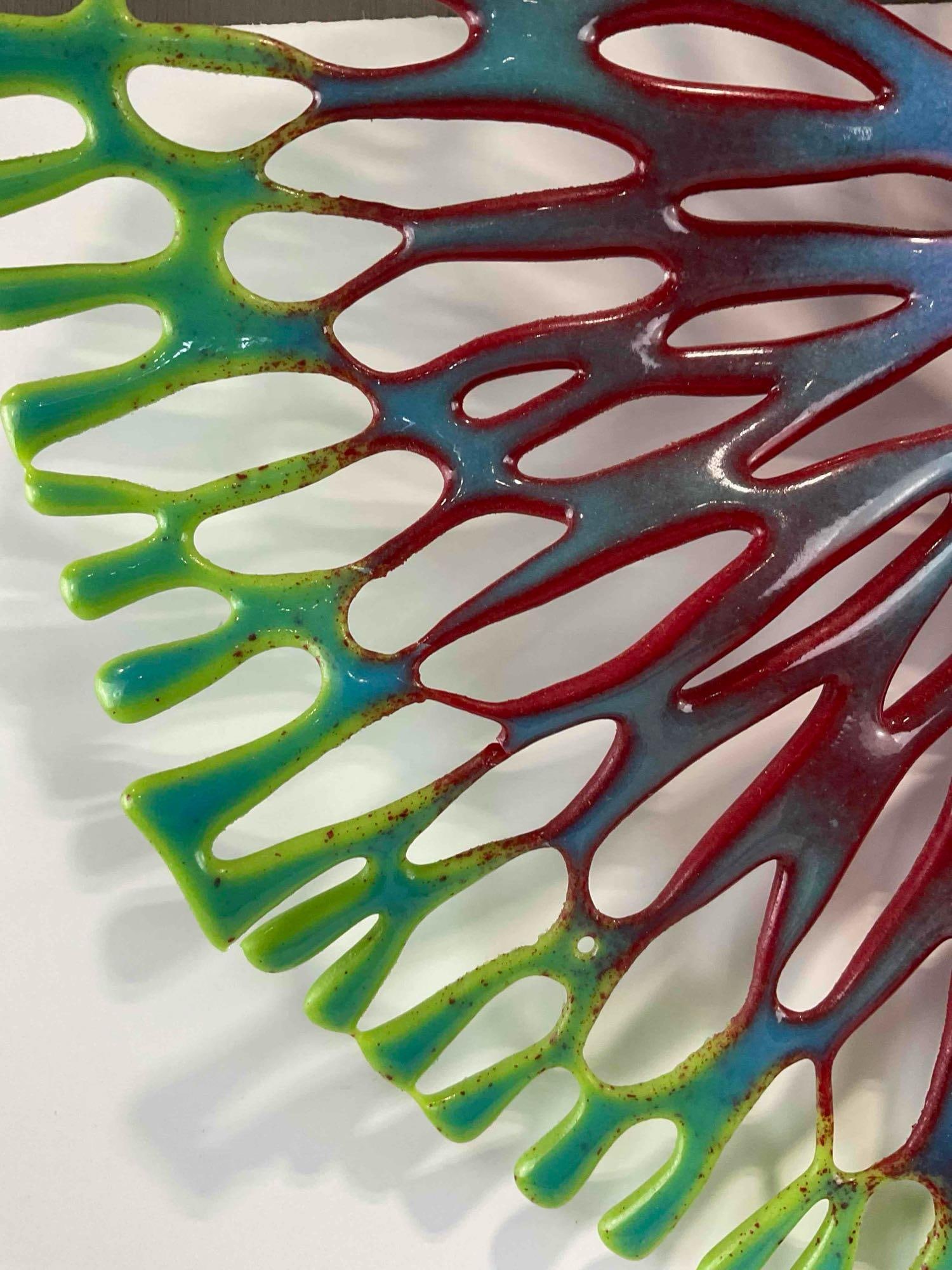 Beautiful Colorful Enameled Metal Hanging Wall Art by Local PNW Artist Kathy Barrett. See pics. - 2