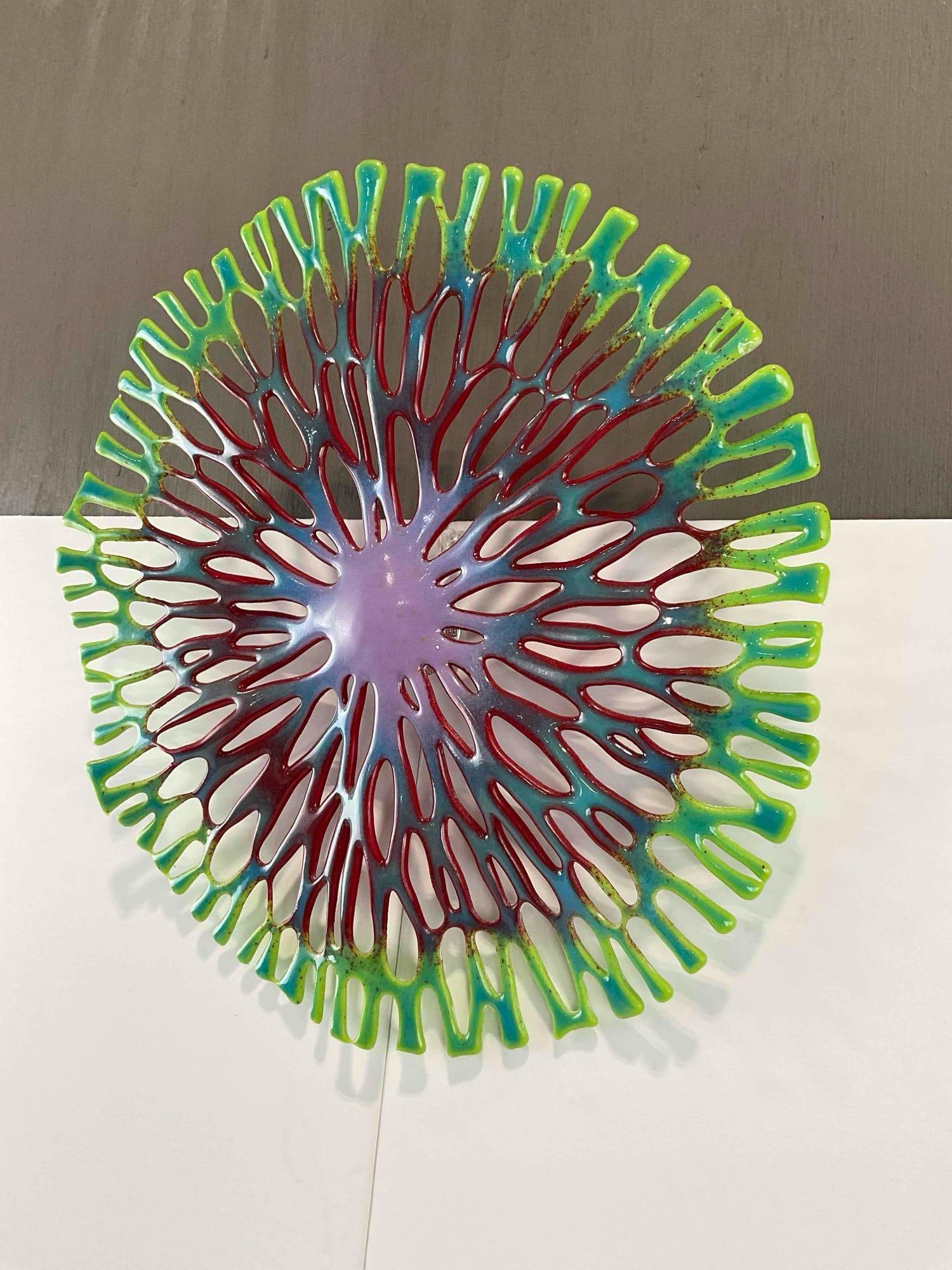Beautiful Colorful Enameled Metal Hanging Wall Art by Local PNW Artist Kathy Barrett. See pics. - 3
