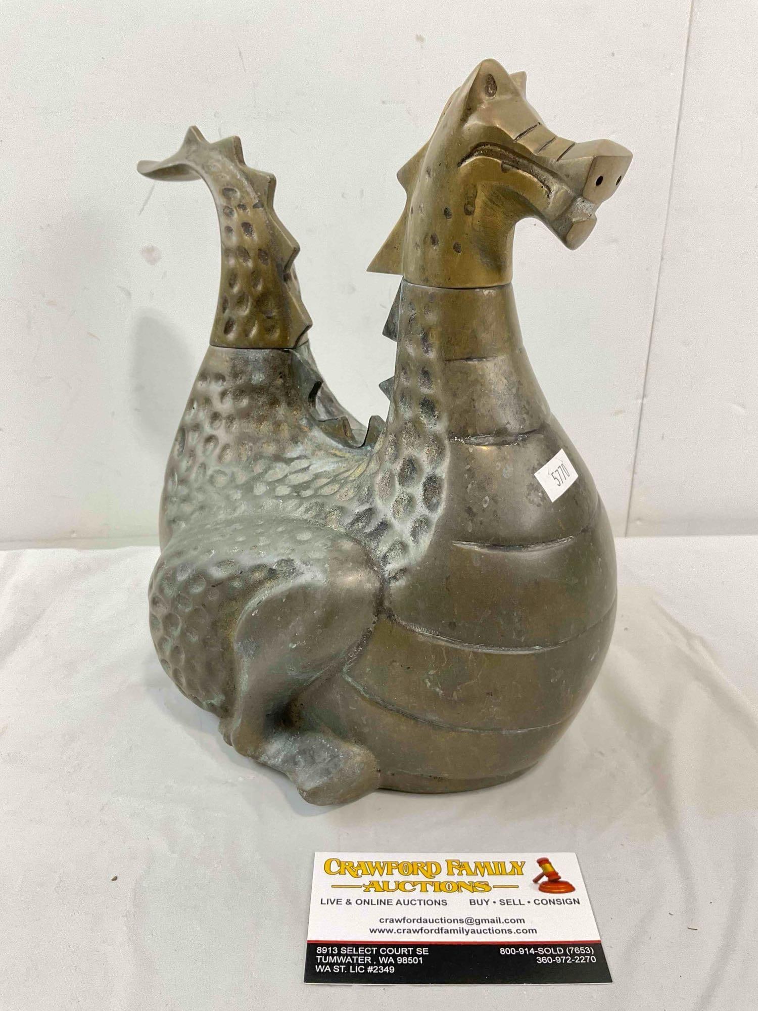Charming Vintage Gates General Corp. Brass Dragon Stove Steamer Humidifier. See pics. - 3
