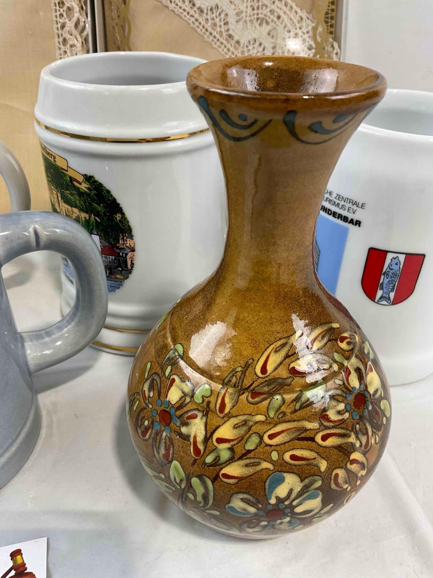 15 pcs Vintage Assortment, incl. 4x Steins, 6x Japanese Ceramic Saucers & Much More! See pics. - 5