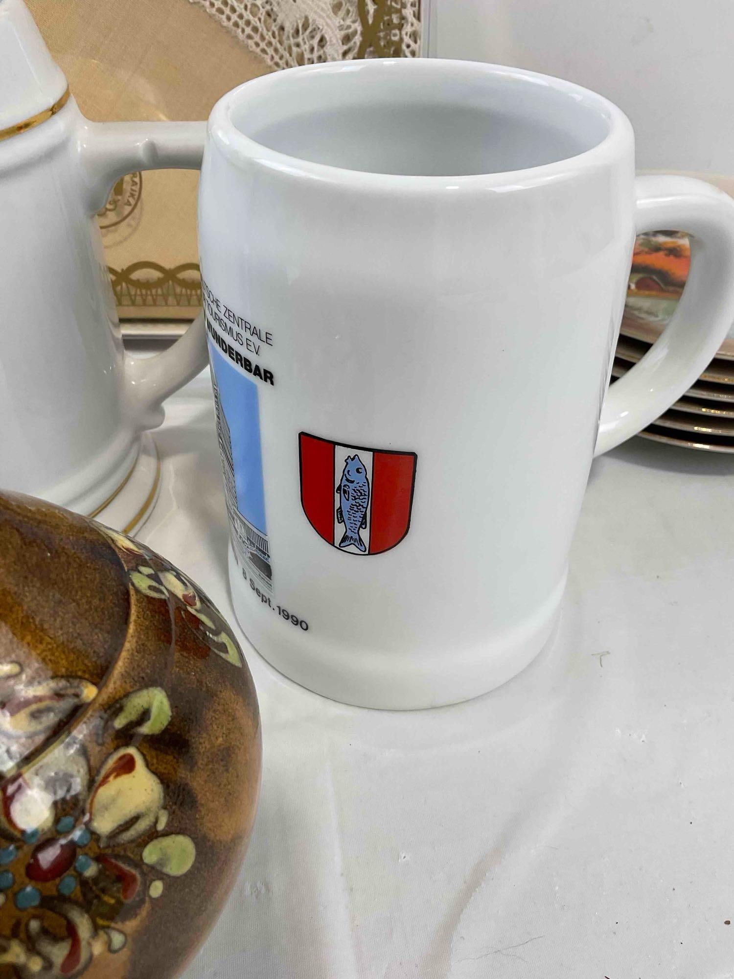 15 pcs Vintage Assortment, incl. 4x Steins, 6x Japanese Ceramic Saucers & Much More! See pics. - 6