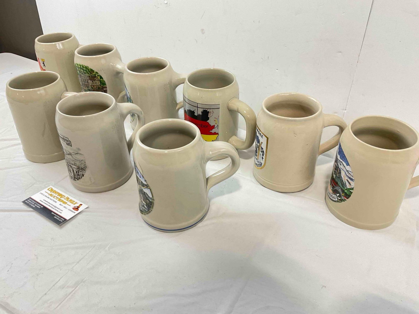 9 pcs Vintage German Ceramic Beer Steins, Some West German. Good Condition. See pics. - 2