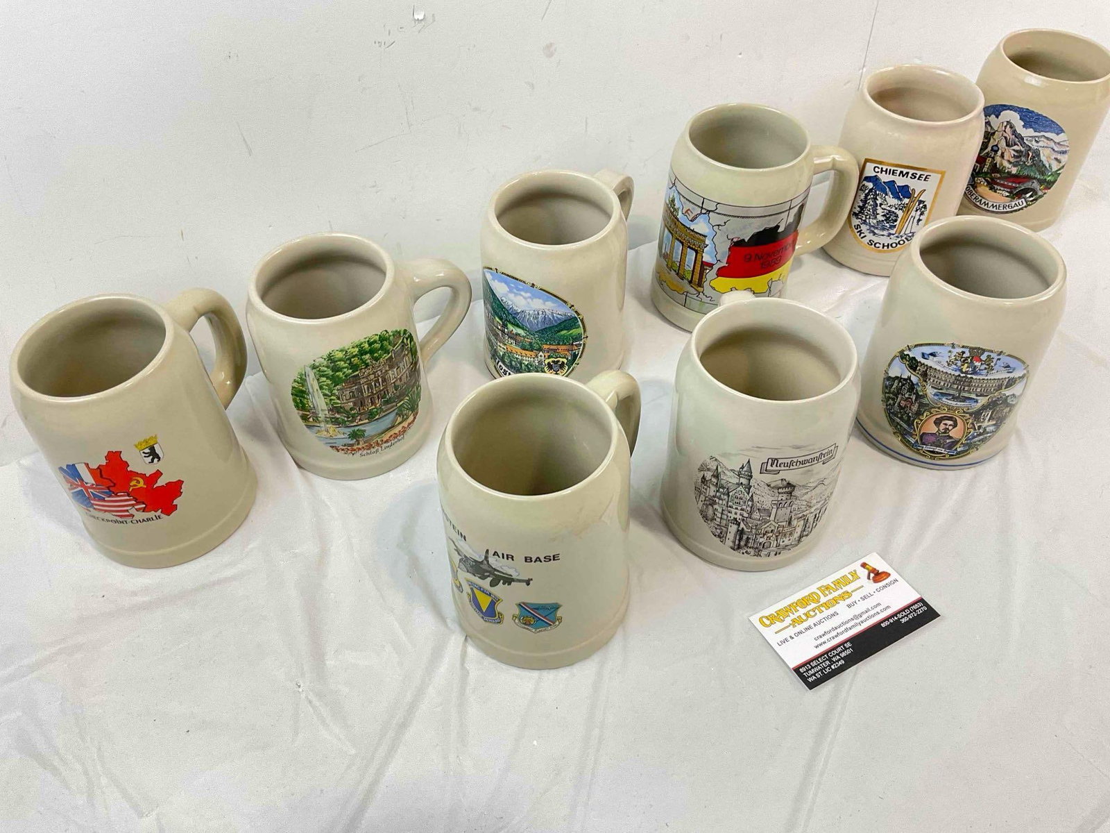 9 pcs Vintage German Ceramic Beer Steins, Some West German. Good Condition. See pics. - 3
