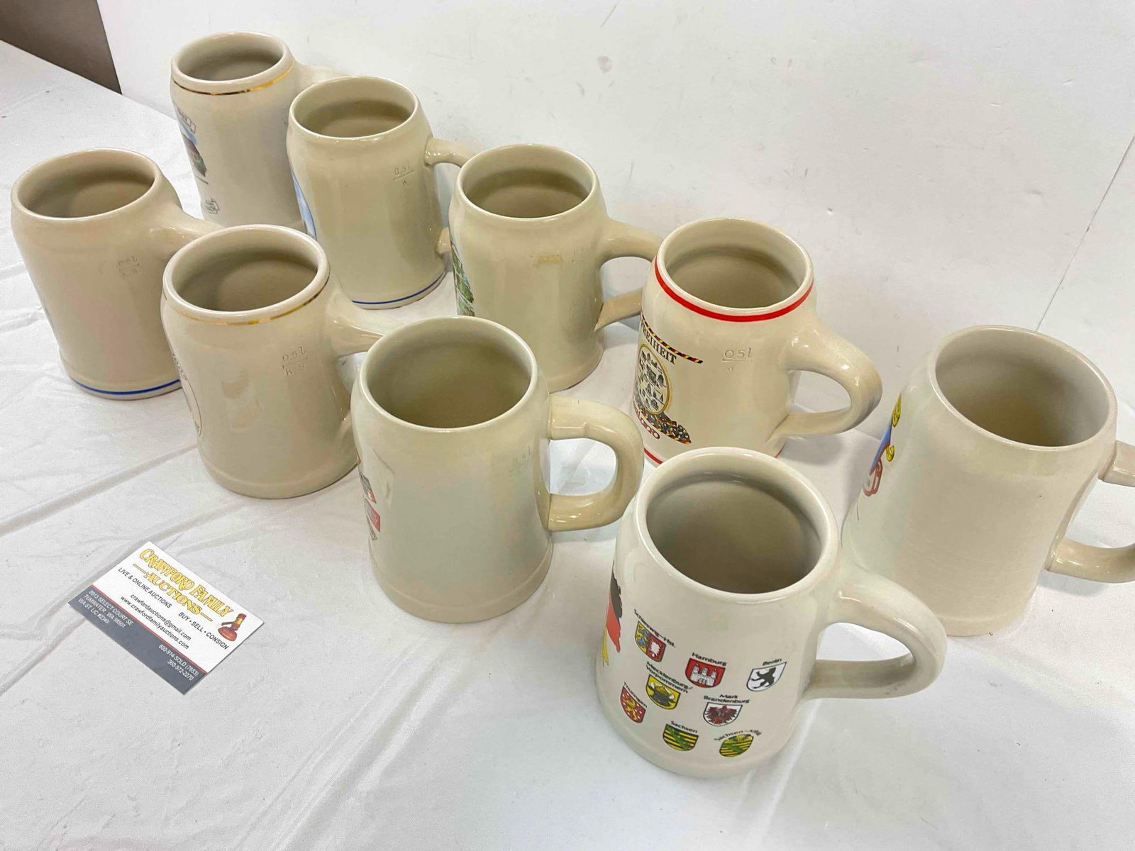 9 pcs Vintage Ceramic Beer Steins, Some West German. Good Condition. See pics. - 2