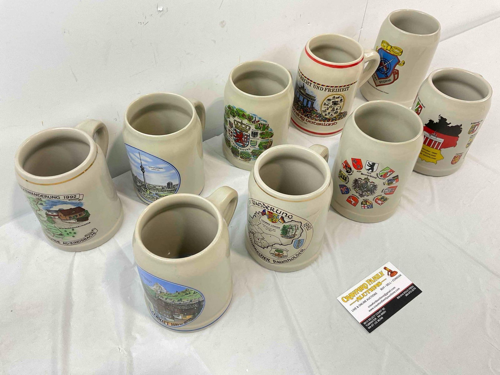 9 pcs Vintage Ceramic Beer Steins, Some West German. Good Condition. See pics. - 3