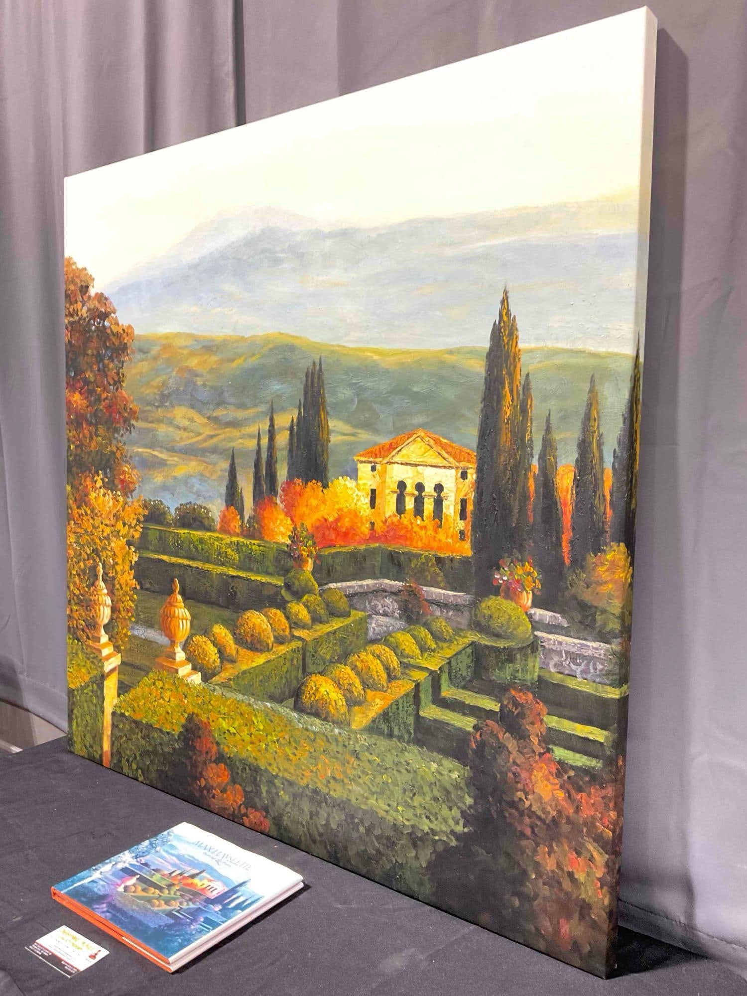 Unframed Oil Paint Print on Canvas The Villa dOrcia by Max Hayslette w/Book - 2