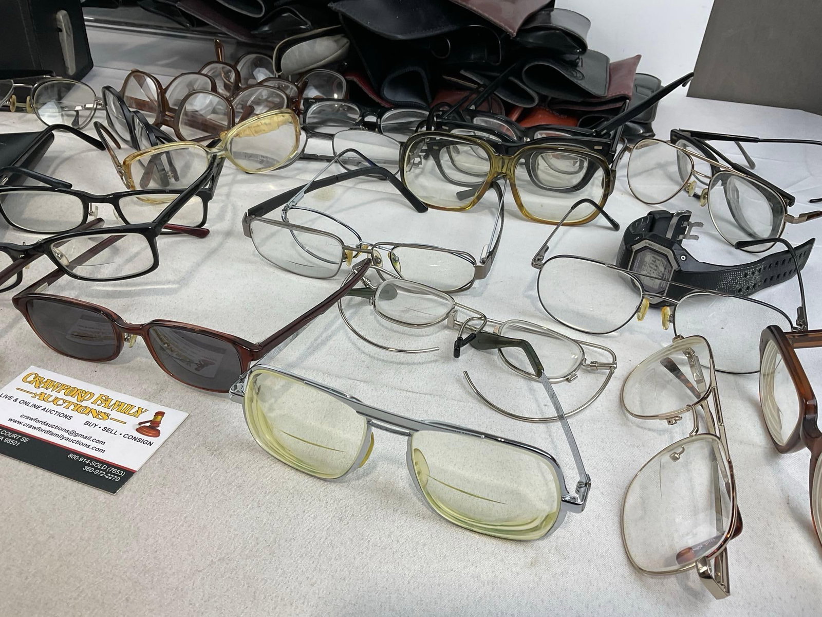 roughly 32 pairs of Glasses, w/cases, variety of prescriptions, & leather case - 4