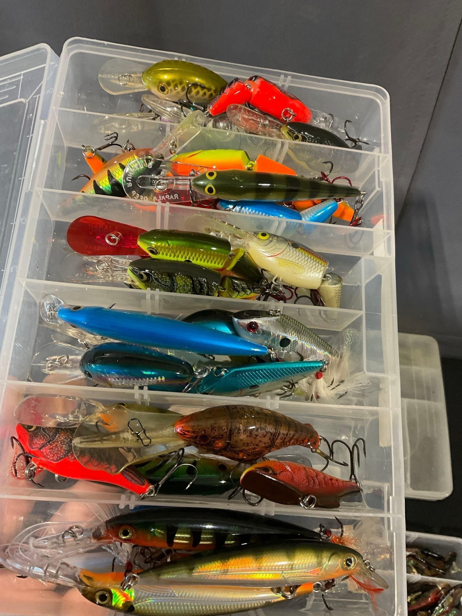 3 Boxes of Fishing Lures, Rods, Stick Baits, Crankbaits, & more, by Rapala, & more - 6