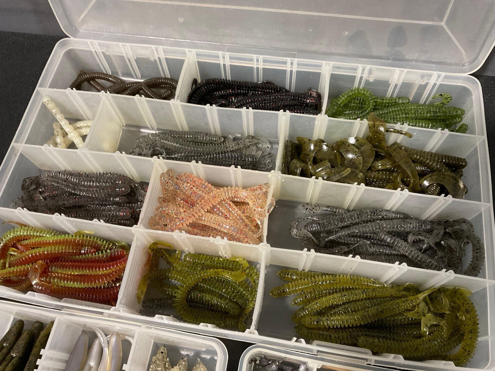 3 Boxes of Fishing Lures, Hooks & Weights, Soft Plastic Craws, Tubes & more - 3