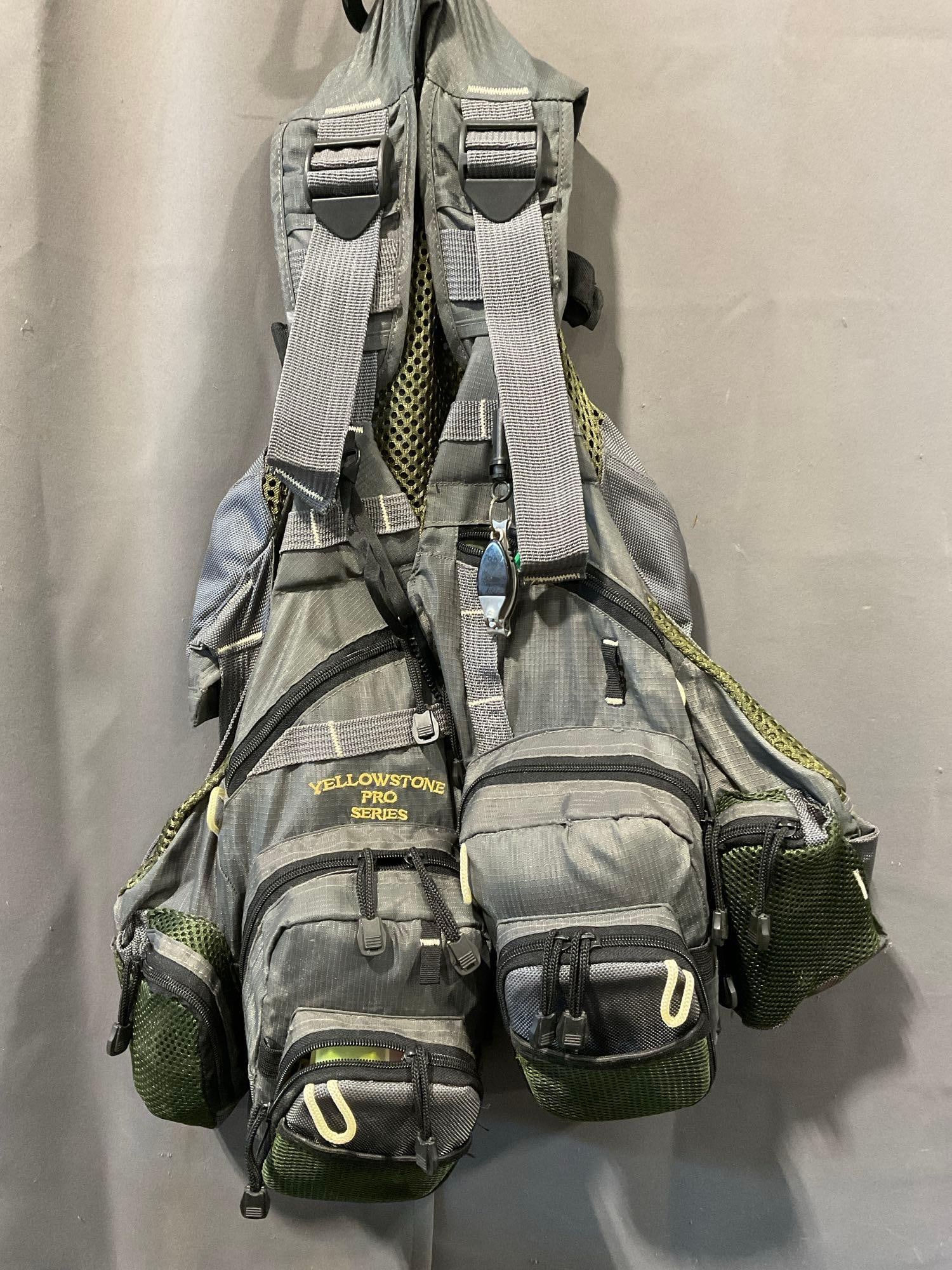 Adjustable Fishing Vest, Yellowstone Pro Series w/supplies inside, fishing lures, & tackle, & more (1 of 4)