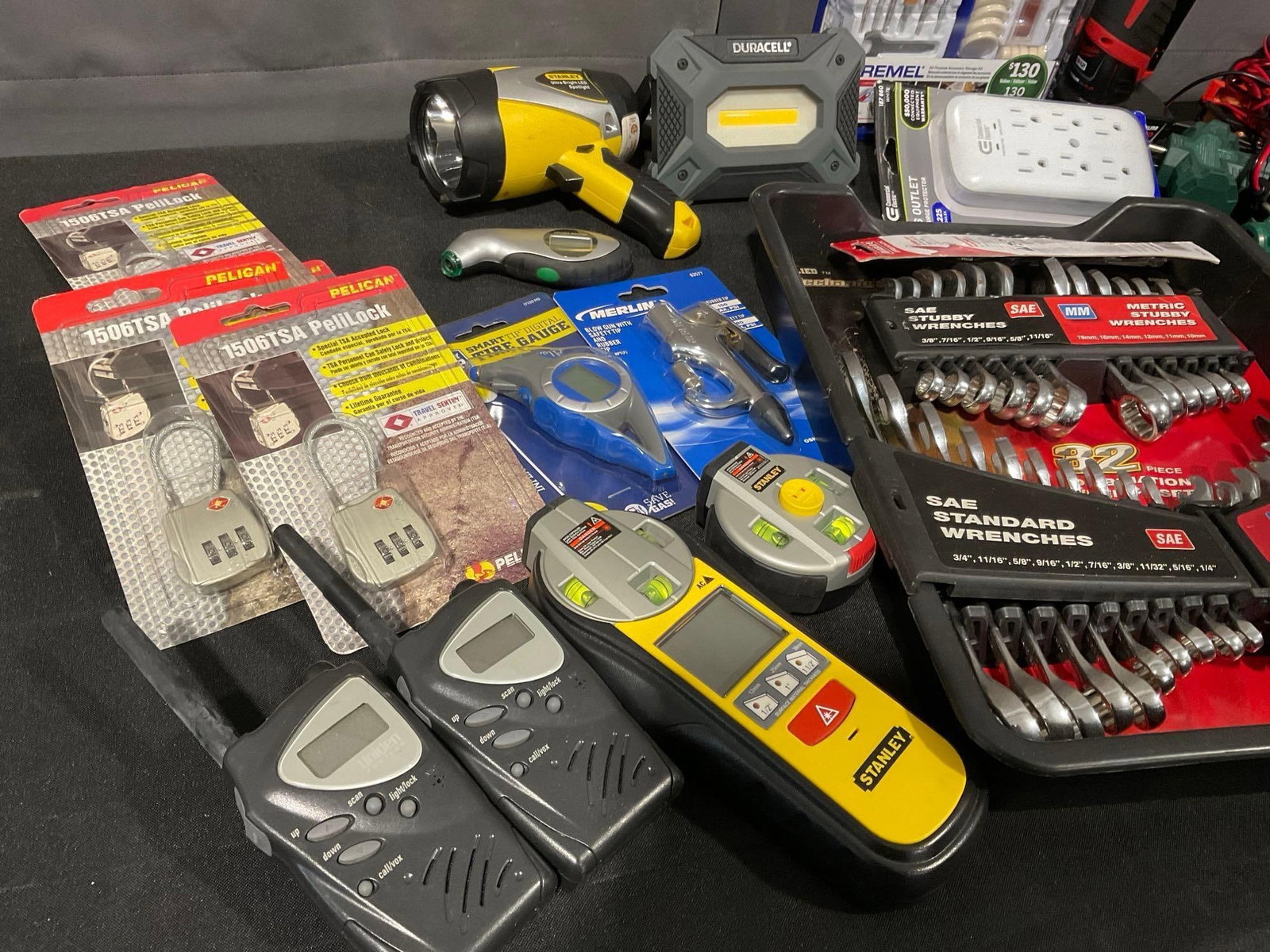 Assortment of Tools, Milwaukee Hole Saw Bits, SAE & Metric Wrench Set, Locks, Stud Finder, Dremel & - 2