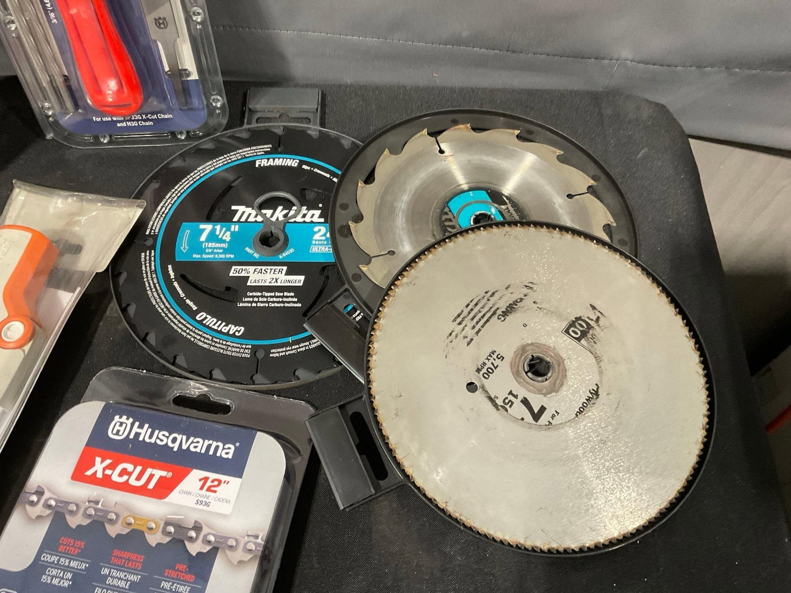 Assorted Saw Blades, Husqvarna Chainsaw blade & Chains, & Saw Chain File Kit - 2