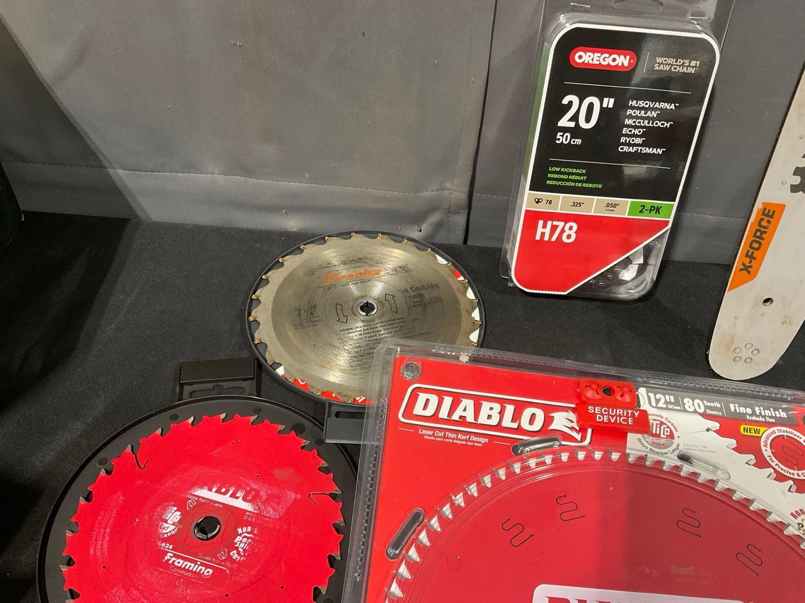 Assorted Saw Blades, Husqvarna Chainsaw blade & Chains, & Saw Chain File Kit - 4