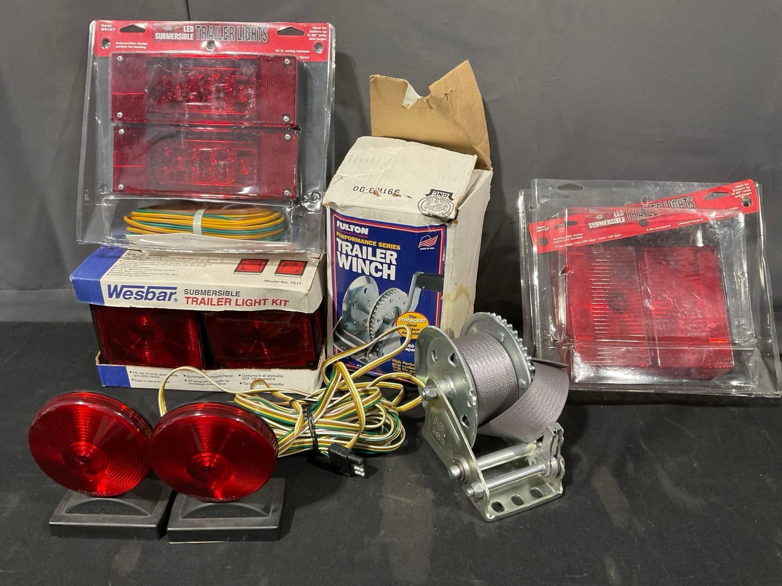 Fulton Trailer Winch, 4 Wesbar Submersible Trailer Light Kits (1 of 5)