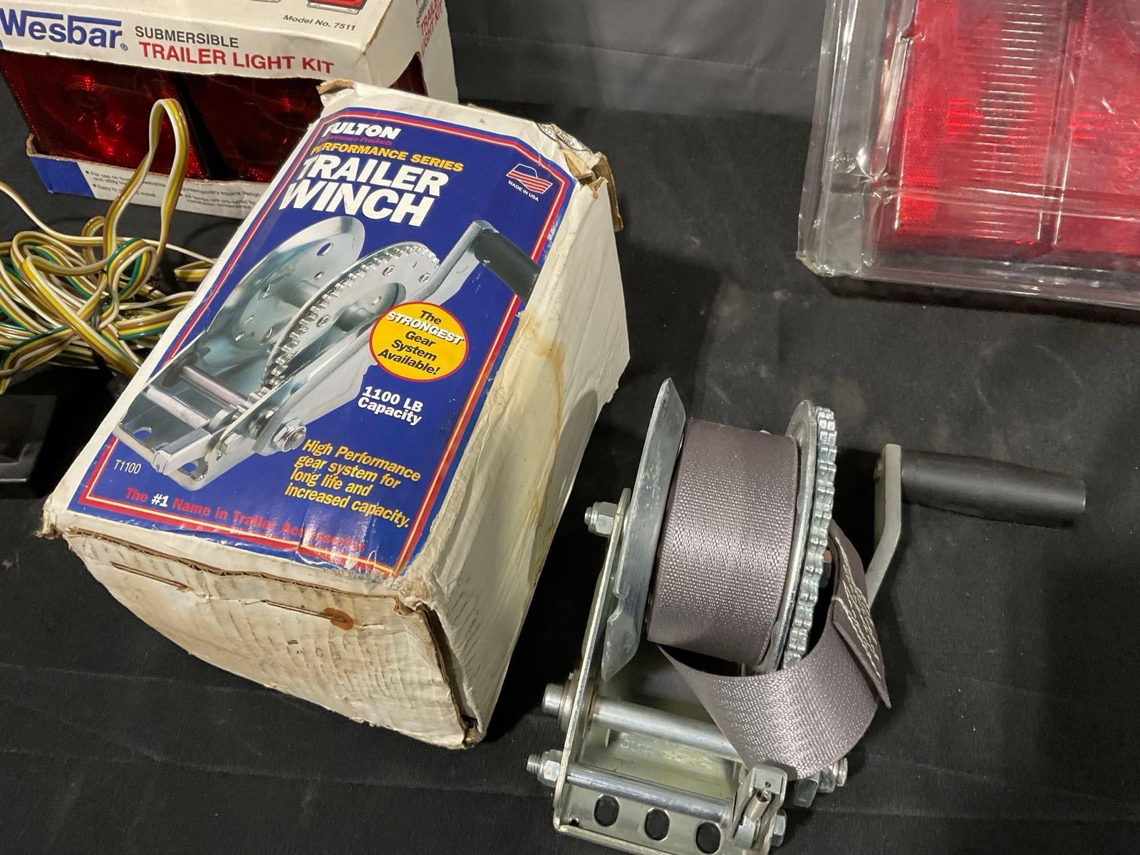 Fulton Trailer Winch, 4 Wesbar Submersible Trailer Light Kits - 4