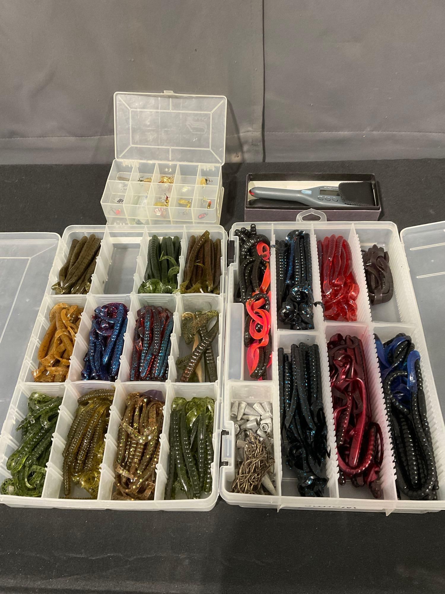 2 cases of Soft Plastic Fishing Lures, Rods & Worms, Small Case of Fishing Hooks (1 of 4)