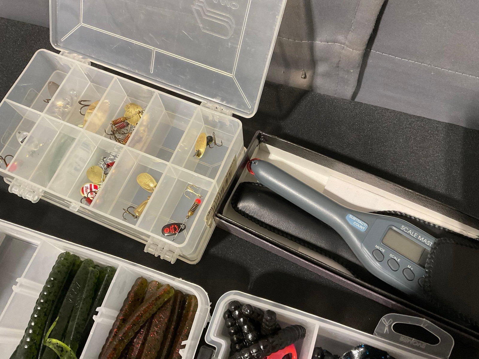 2 cases of Soft Plastic Fishing Lures, Rods & Worms, Small Case of Fishing Hooks - 3