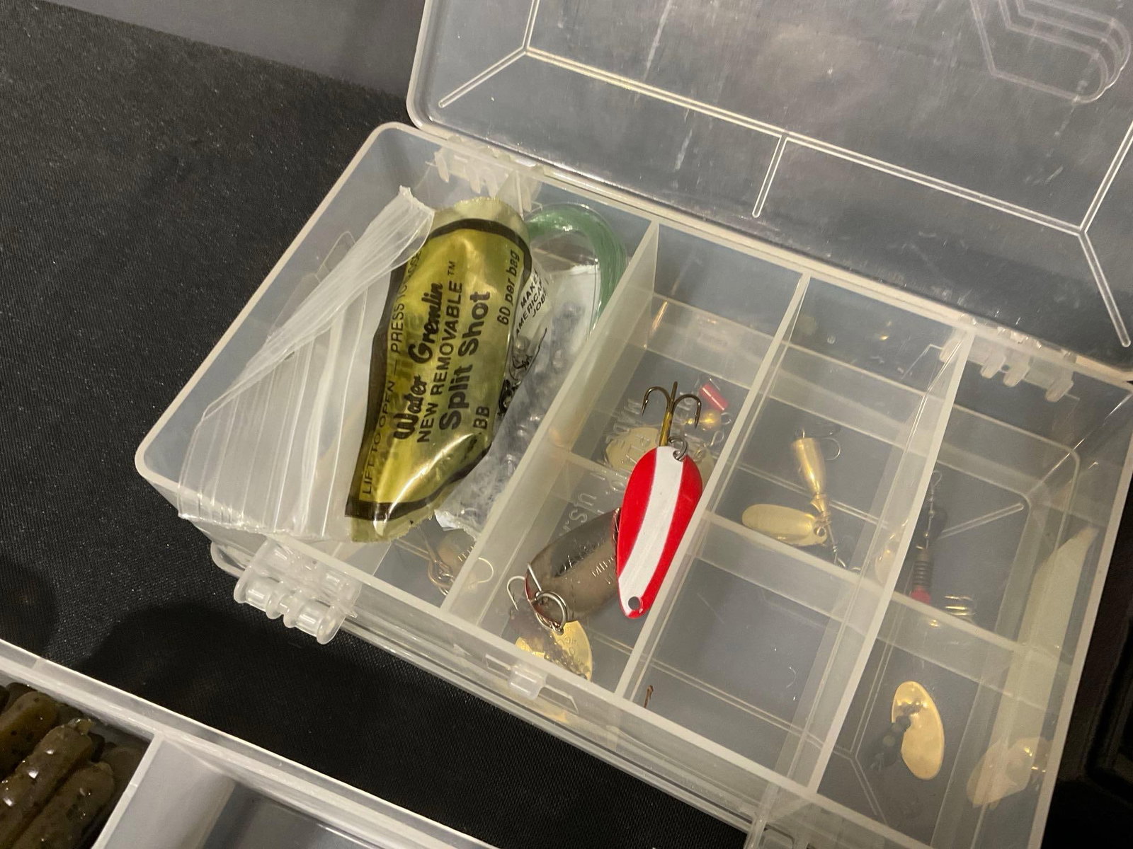 2 cases of Soft Plastic Fishing Lures, Rods & Worms, Small Case of Fishing Hooks - 4