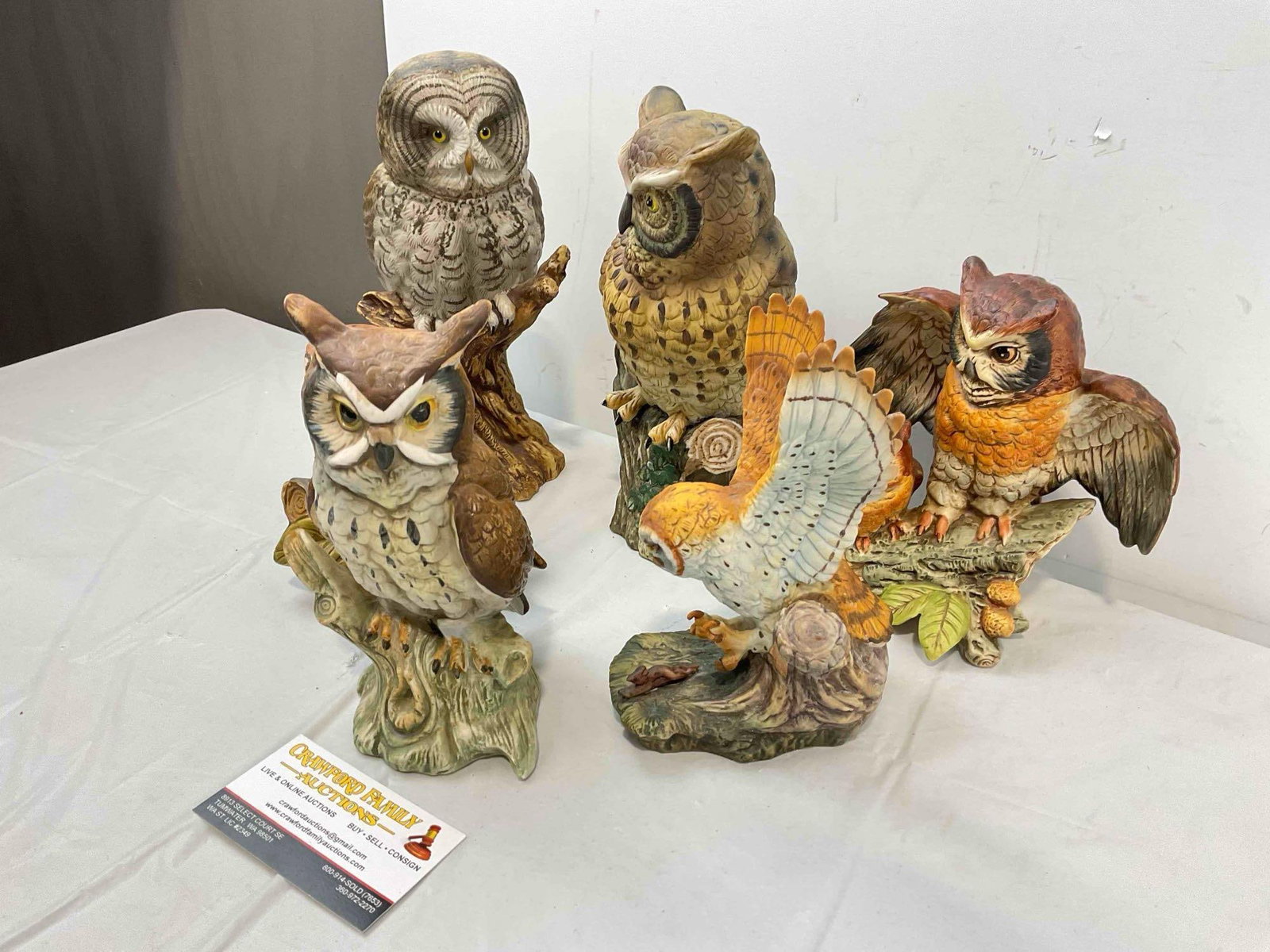 6 pcs Vintage Ceramic Owl Figurines, incl. UTC, Ski Country, Kelvin's & More! See pics. - 2