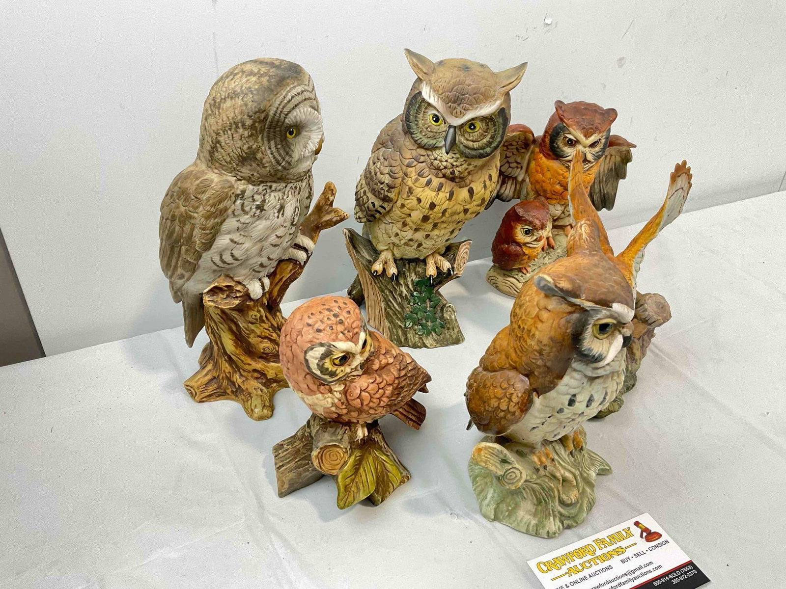 6 pcs Vintage Ceramic Owl Figurines, incl. UTC, Ski Country, Kelvin's & More! See pics. - 3