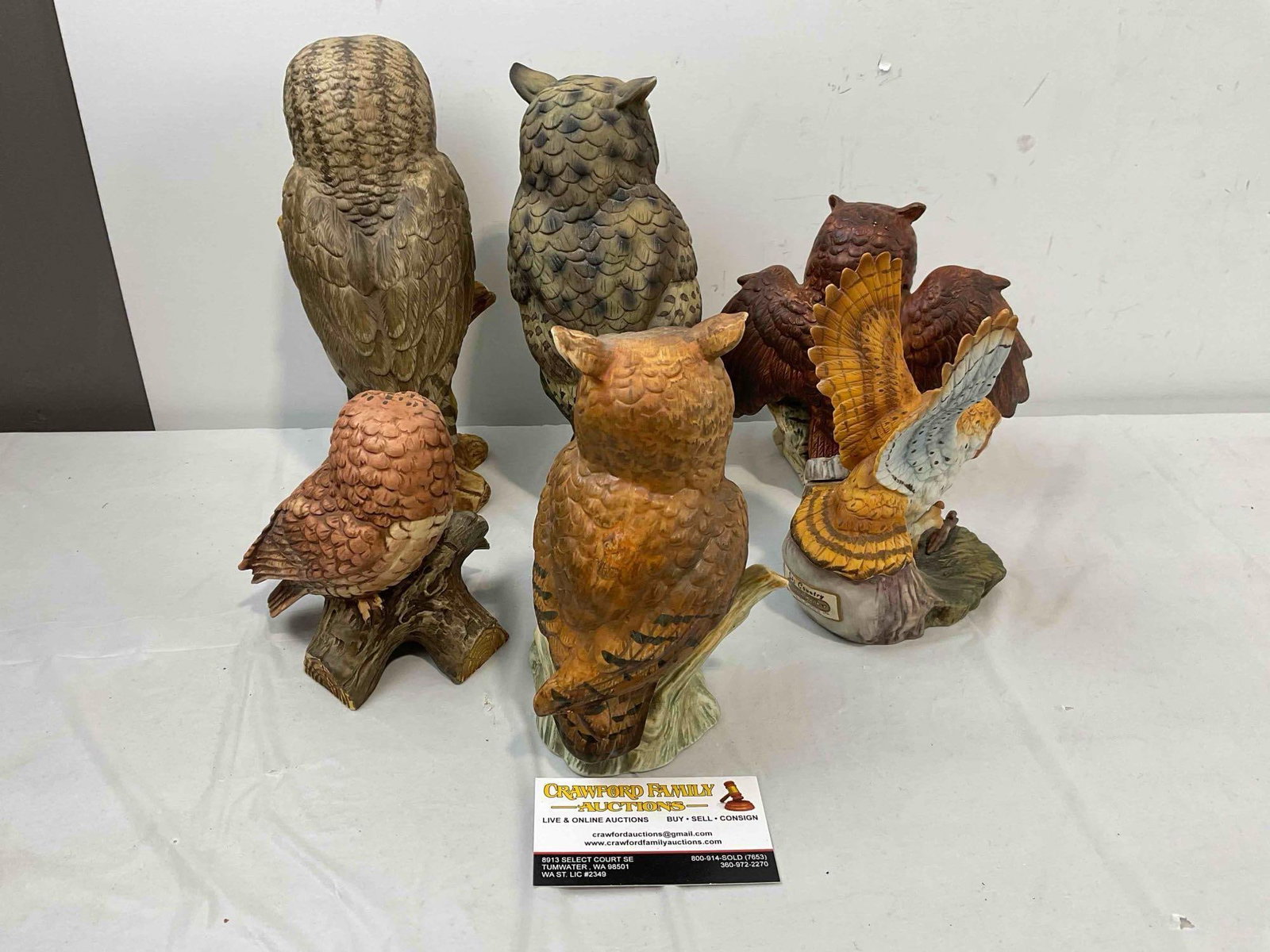 6 pcs Vintage Ceramic Owl Figurines, incl. UTC, Ski Country, Kelvin's & More! See pics. - 4