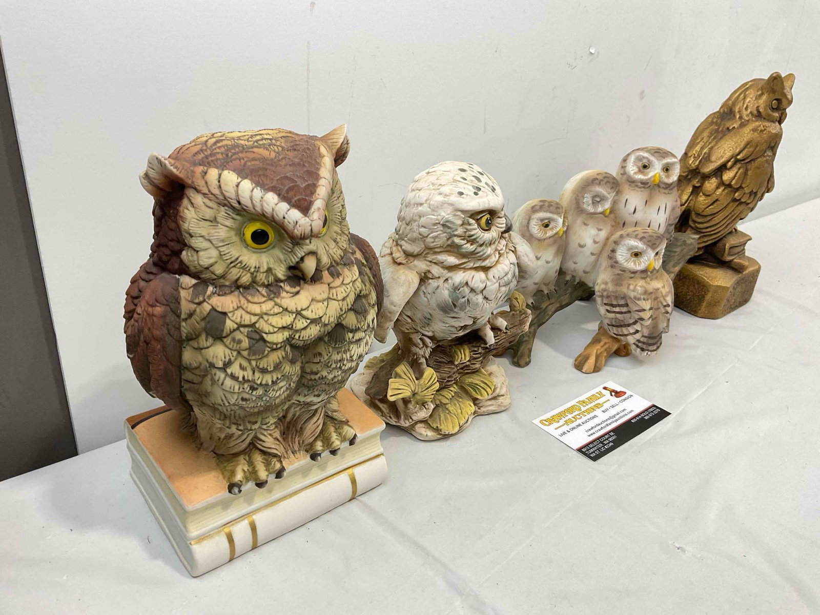 4 pcs Vintage Owl Figurines, incl. 1x Andrea by Sadek, 1x UTC Japan. Good Condition. See pics. - 2