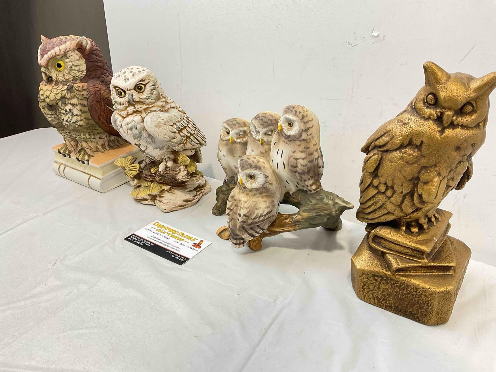 4 pcs Vintage Owl Figurines, incl. 1x Andrea by Sadek, 1x UTC Japan. Good Condition. See pics. - 3