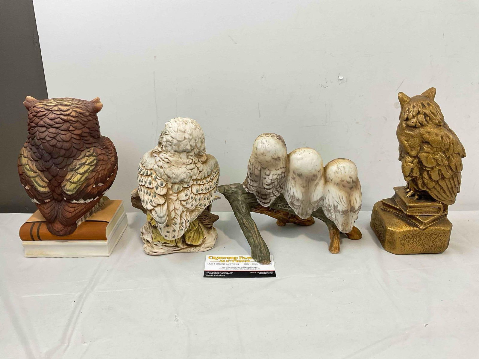 4 pcs Vintage Owl Figurines, incl. 1x Andrea by Sadek, 1x UTC Japan. Good Condition. See pics. - 4