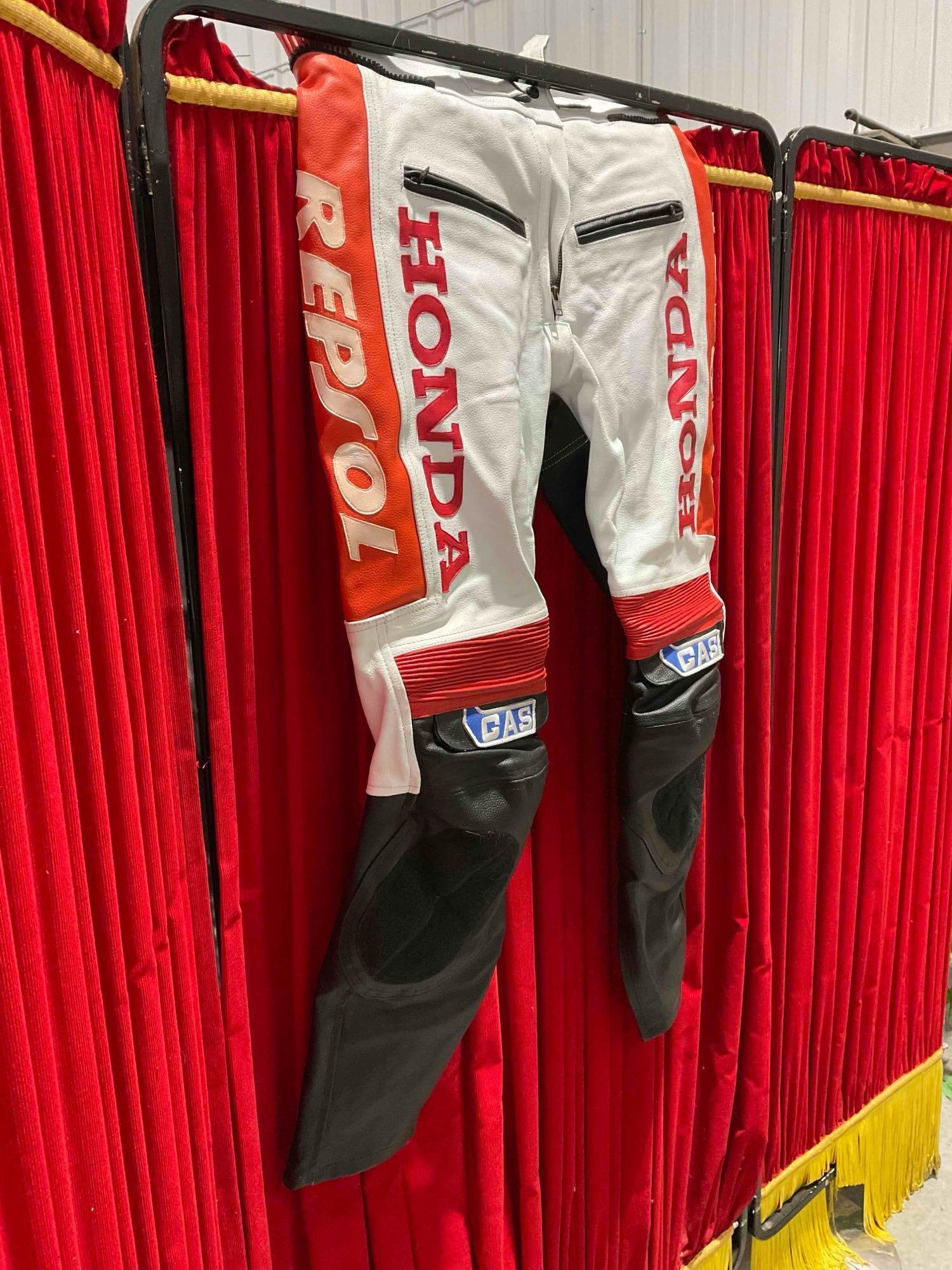 Honda Repsol White/Black/Red Leather Men's Motorcycle Pants, Size L. Good Condition. See pics. - 2