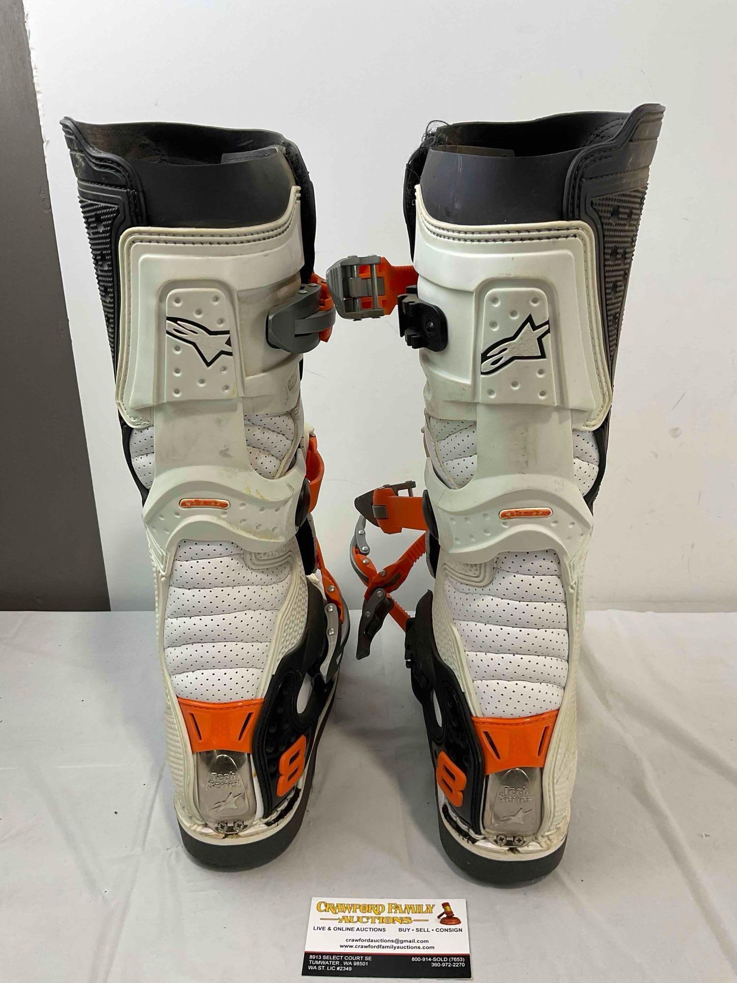 Alpinestars Tech 8 KTM White & Orange Dirt Bike Boots in Men's Size 11. Good Condition. See pics. - 6