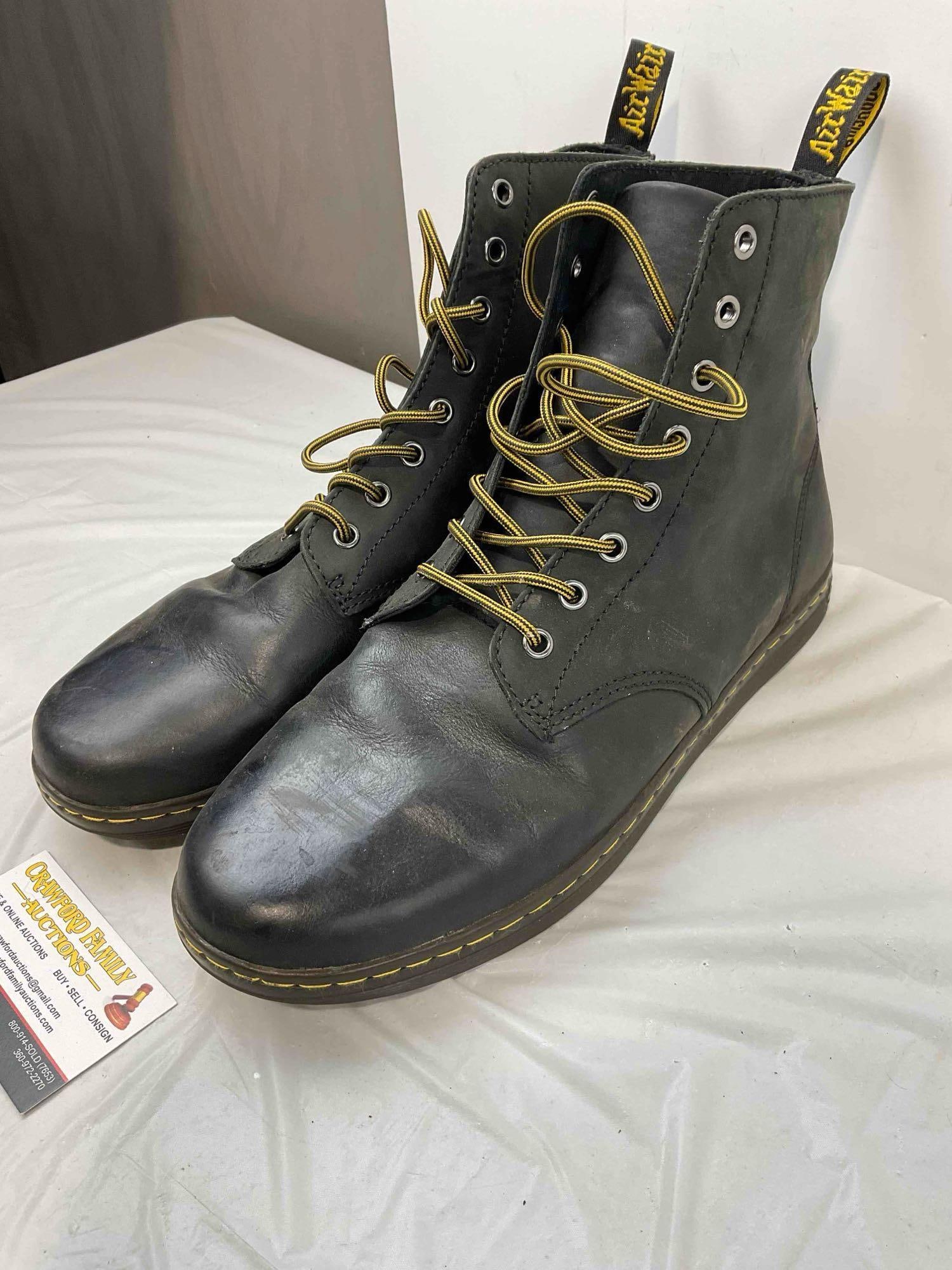 Dr. Marten's Black Leather Tobias Boot in Size Men's US 12. Good Condition. See pics. - 2