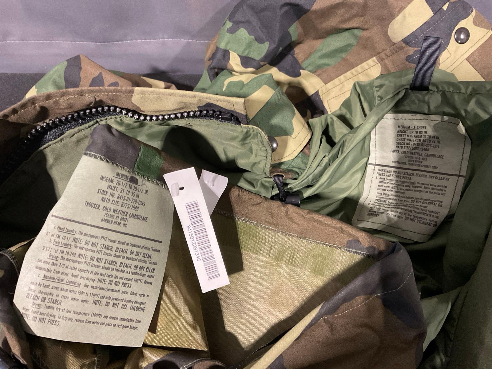 Assortment of Camos, Rain Gear, 3 Hats, , Size 10 Boots, Trousers & more - 8