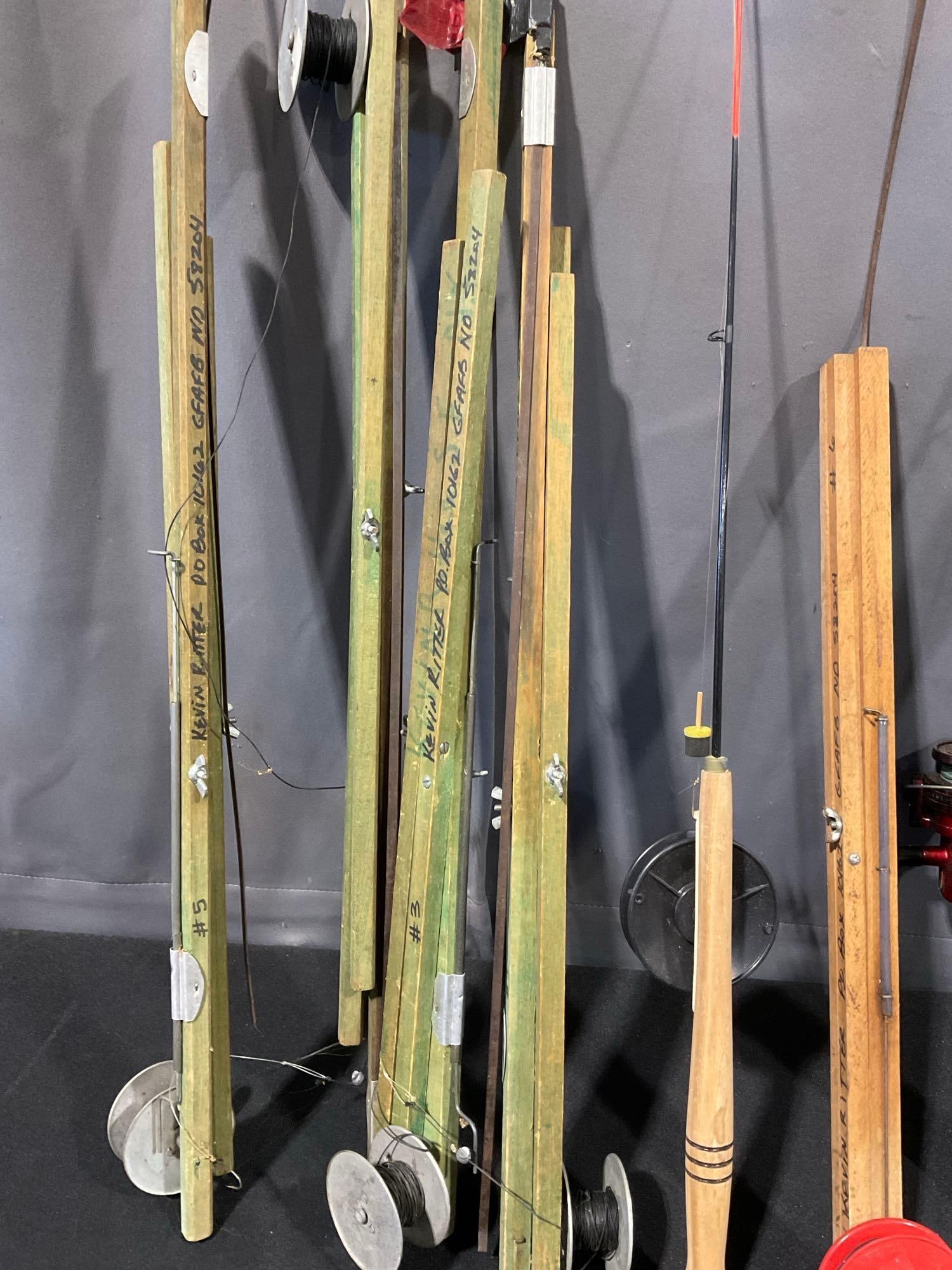 Set of 8 Handmade & small Collapsing Fishing Poles, Unique pieces - 3