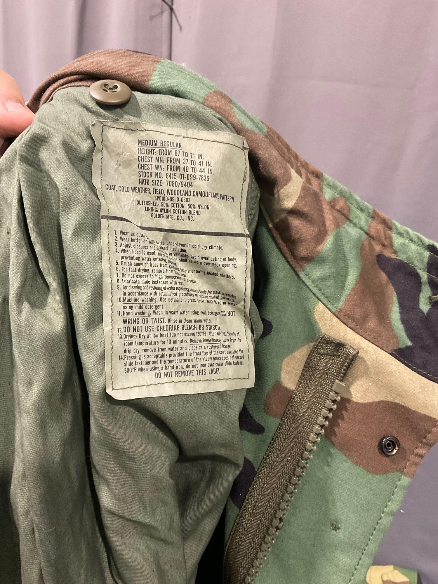 US Military Woodland Camo 1990s, Clothes, Cold Weather Coat, Cold Weather Parka & More - 4