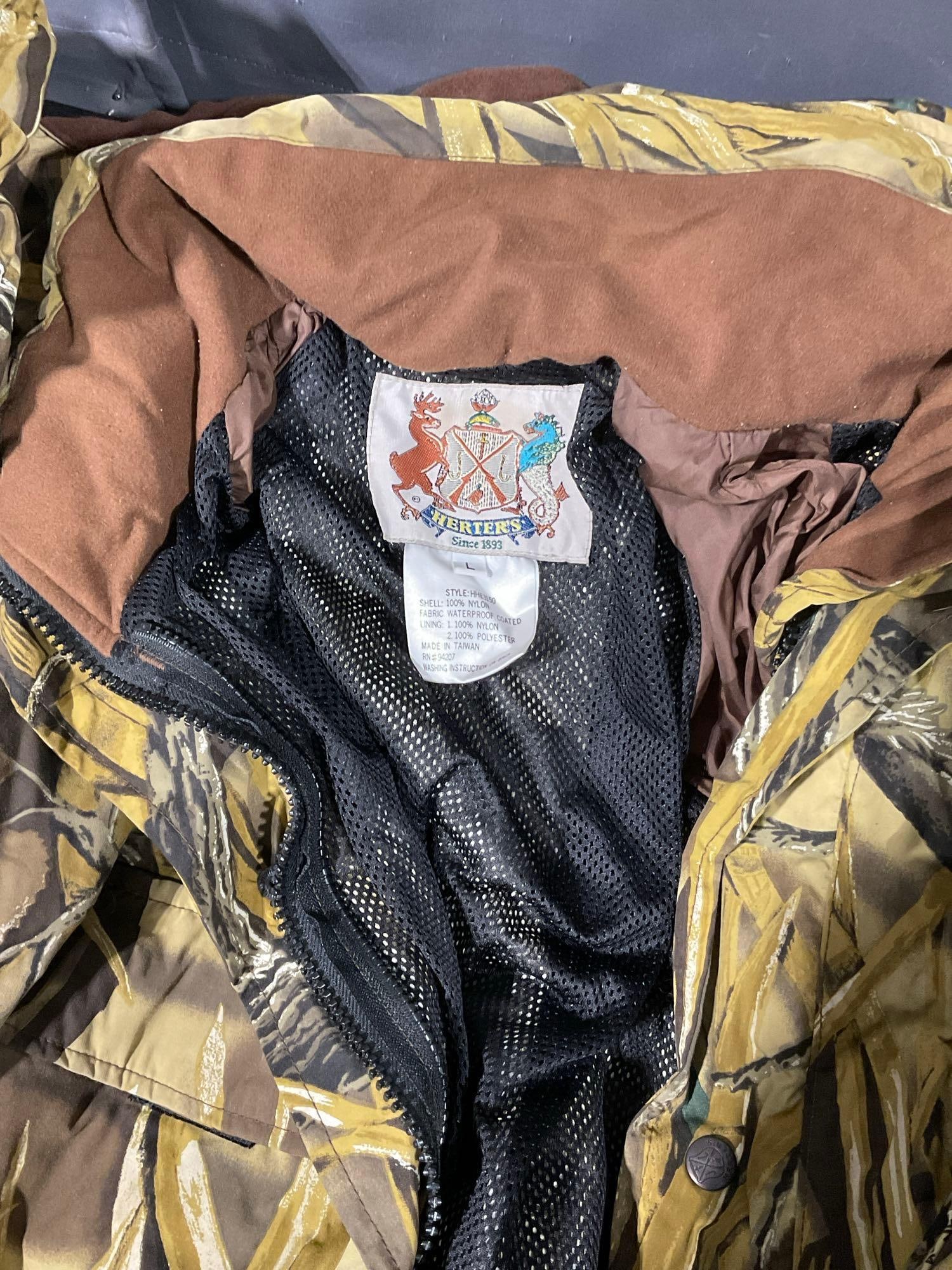 Hunting Clothes, Parkas, 3x Herters Coat, Medium & Large, Bomber Jacket, 10x Medium, & more - 3