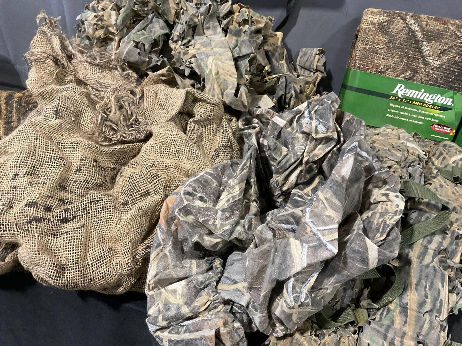 Good Sized Variety of Camo Burlap, 2x New Remington, Foam Seat Pad & more - 3
