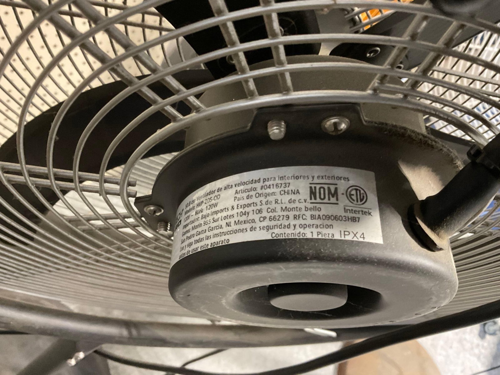 Utilitech Pro Model HVP-20S-OD Pedestal Fan, tested & working, 20 inch wide, 5 small fan blades - 6