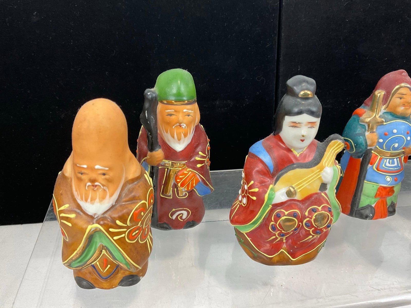 Japanese Kutani Porcelain Figures Seven Lucky Gods, approx 4 inches tall - 2