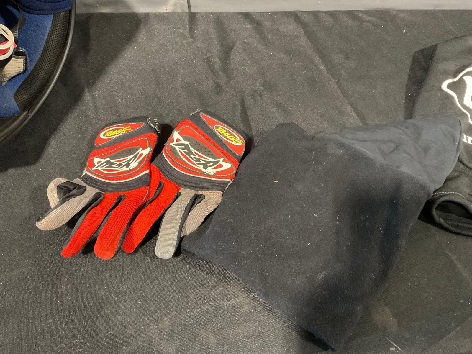 Bell Helmet Size 7-5/8 GR.1400, Red/White/Blue theme, Small Gloves, & Cover - 5