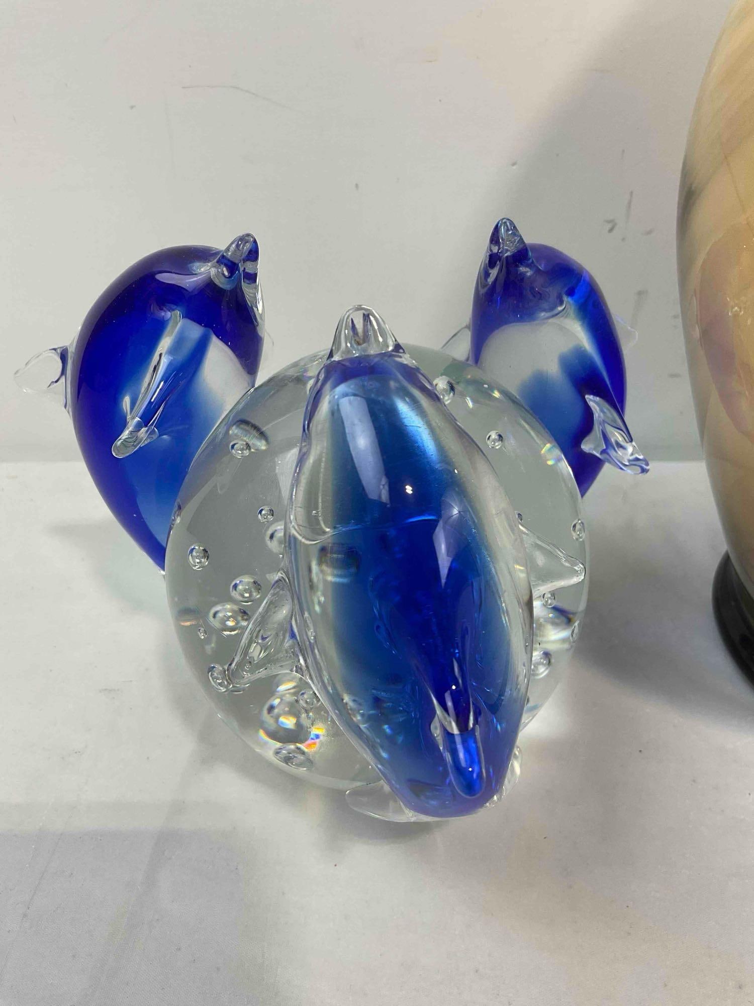 3 pcs Decorative Glass Assortment, incl. Dolphins Paperweight & Lighthouse Snowglobe. See pics. - 5