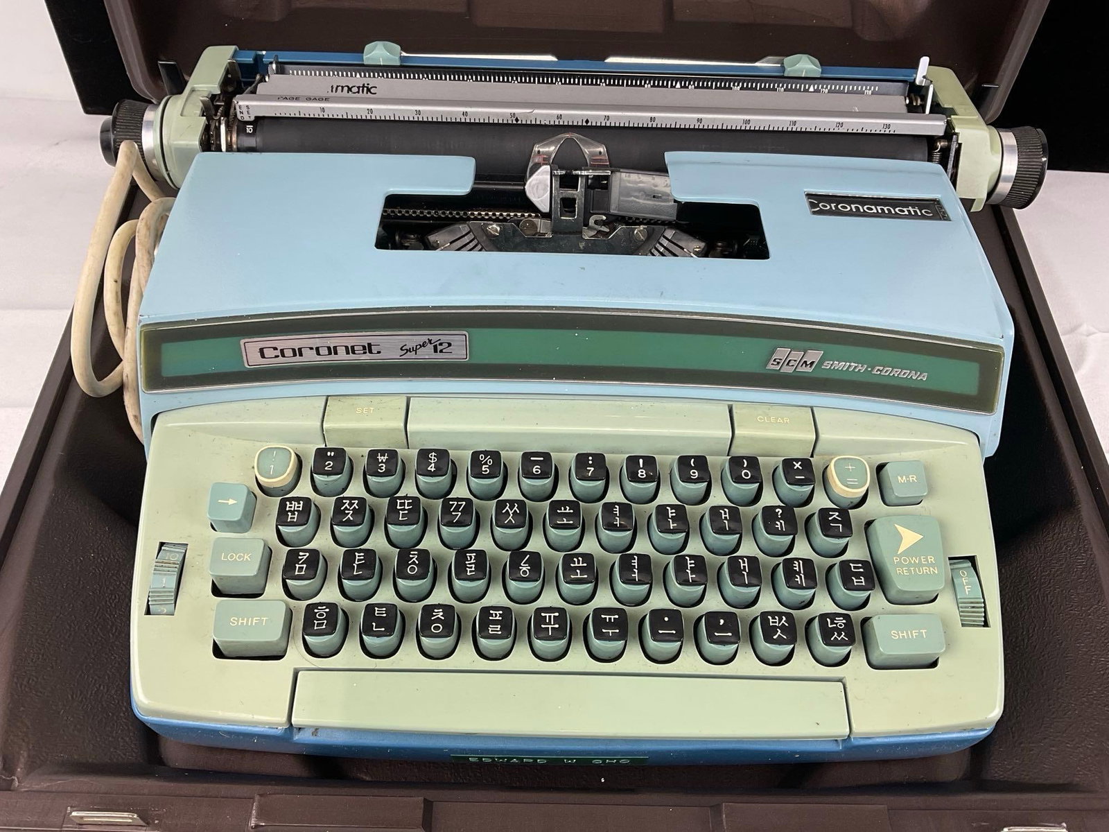 Smith-Corona Coronet--Super 12 Electric Typewriter, Model 6LEA, Korean Hangul Language Writing - 2