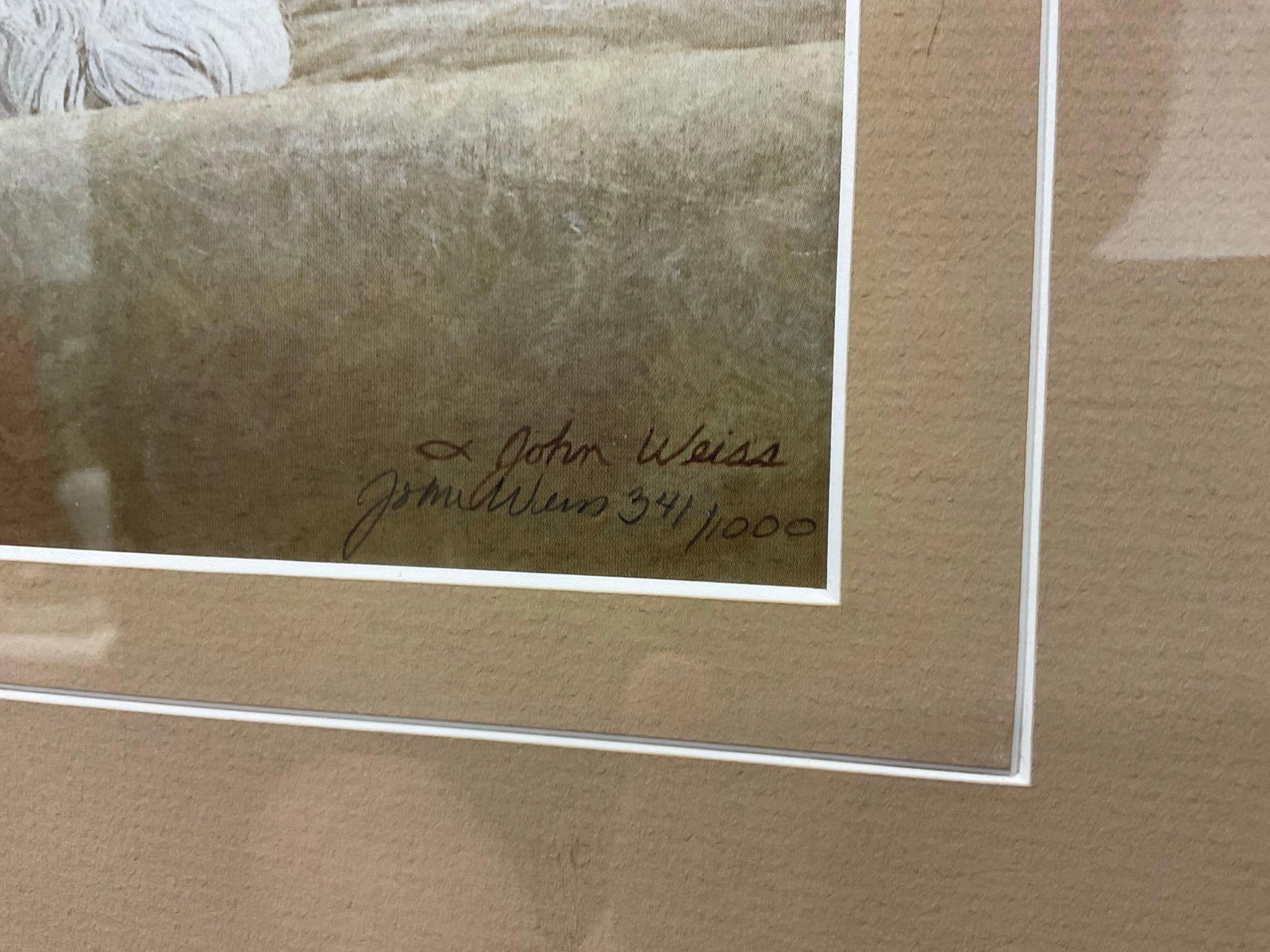 Framed Litho Signed & #d 341/1000 titled Cocker Spaniel Puppies by John Weiss, 18x24 inches - 3