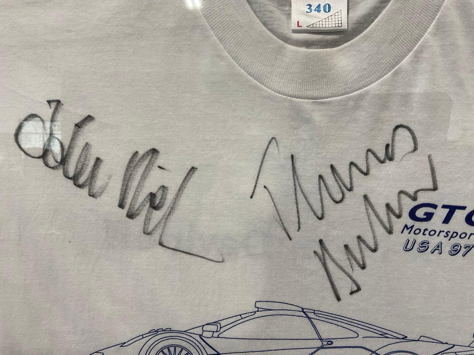 Framed GTC Motorsport USA 1997 Tee Shirt Signed by Drivers, 42h x 29w inches - 3