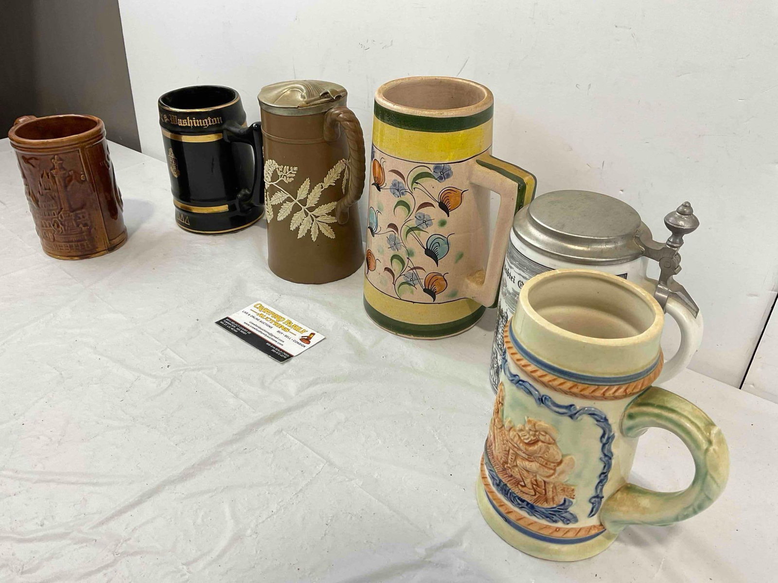 6 pcs Vintage Souvenir Beer Steins, Multiple Origins incl. Japan & Mexico! Very Good Condition. - 5