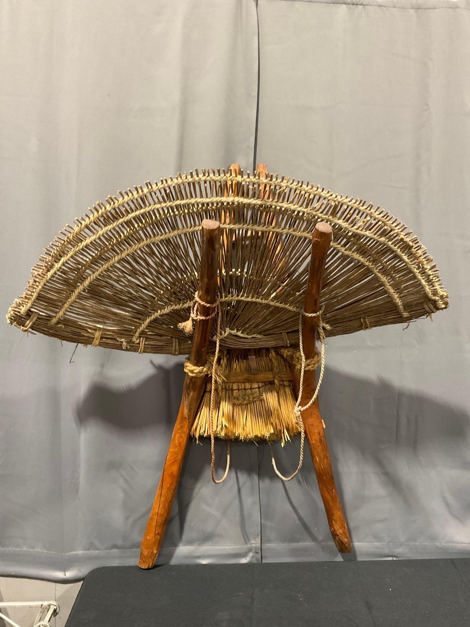 Antique Korean Jigae Primitive Handmade Kindling / fire wood Backpack, 42h x 36w x 18d inches: Appears to be in good shape, shows some signs of use. The piece measures approx 42h x 36w x 18d inches. See pics. E-5170 *Freight Required if shipped, Buyer Arranged/Responsibility*