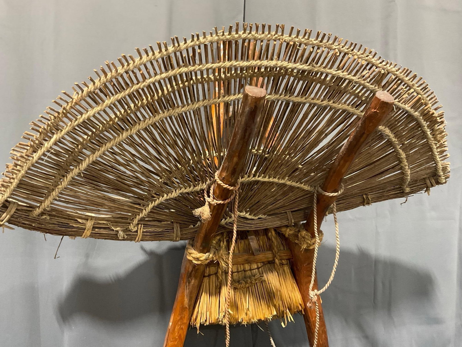 Antique Korean Jigae Primitive Handmade Kindling / fire wood Backpack, 42h x 36w x 18d inches - 2